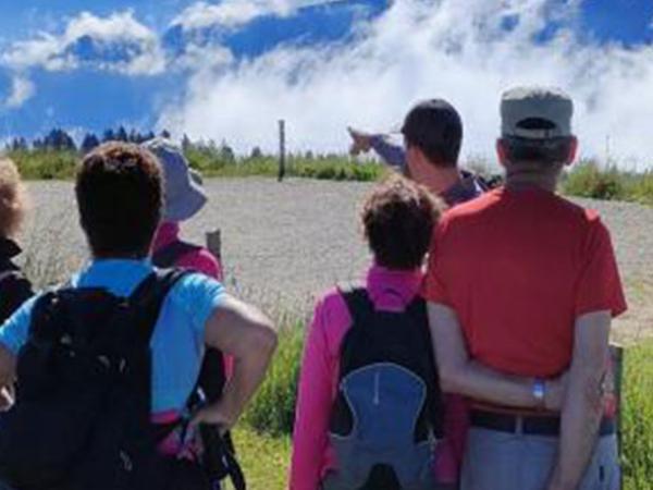 Groupe de personne de dos en balade