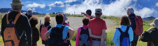 Groupe de personne de dos en balade